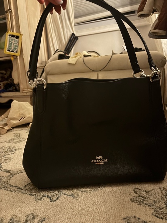 Coach Black Pebbled Leather Shoulder Bag with Silver Hardware - Picture 2 of 11